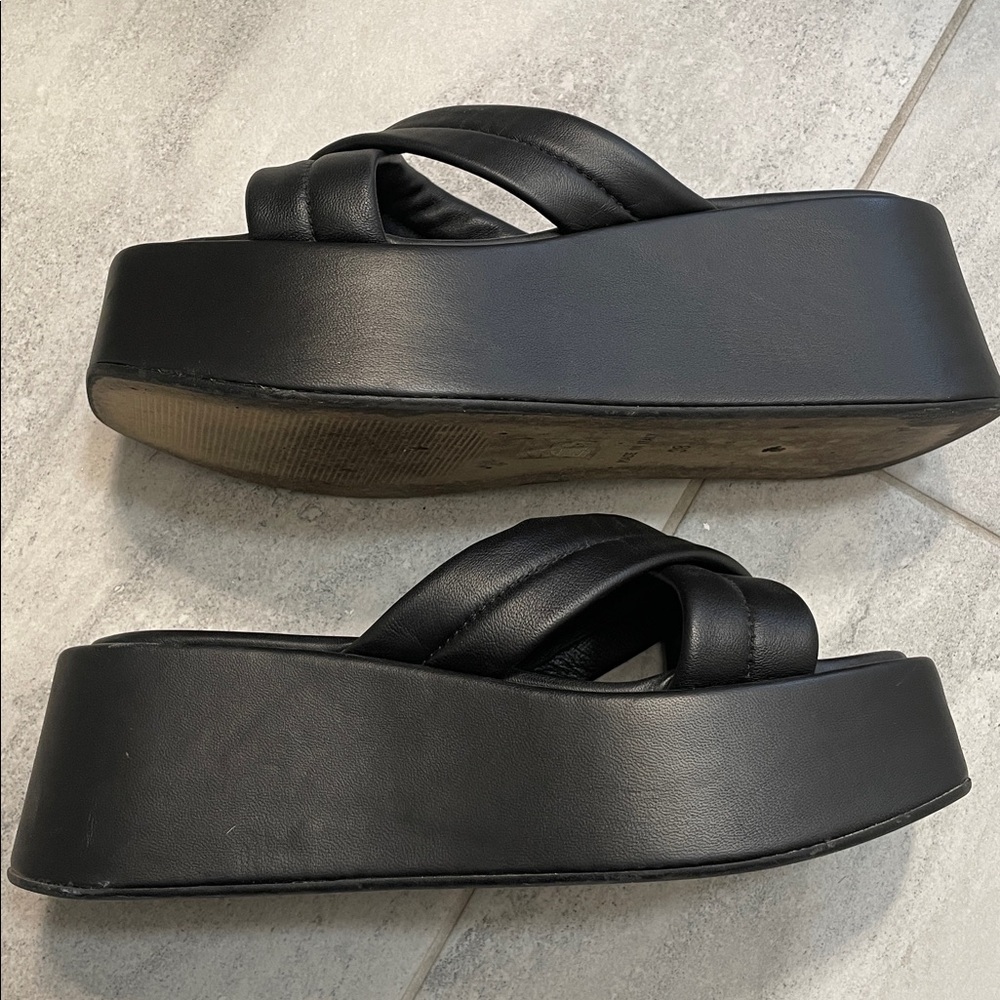 I’intervalle Platform black platform slide sandals Size 38 (7.5/8) - Picture 4 of 11